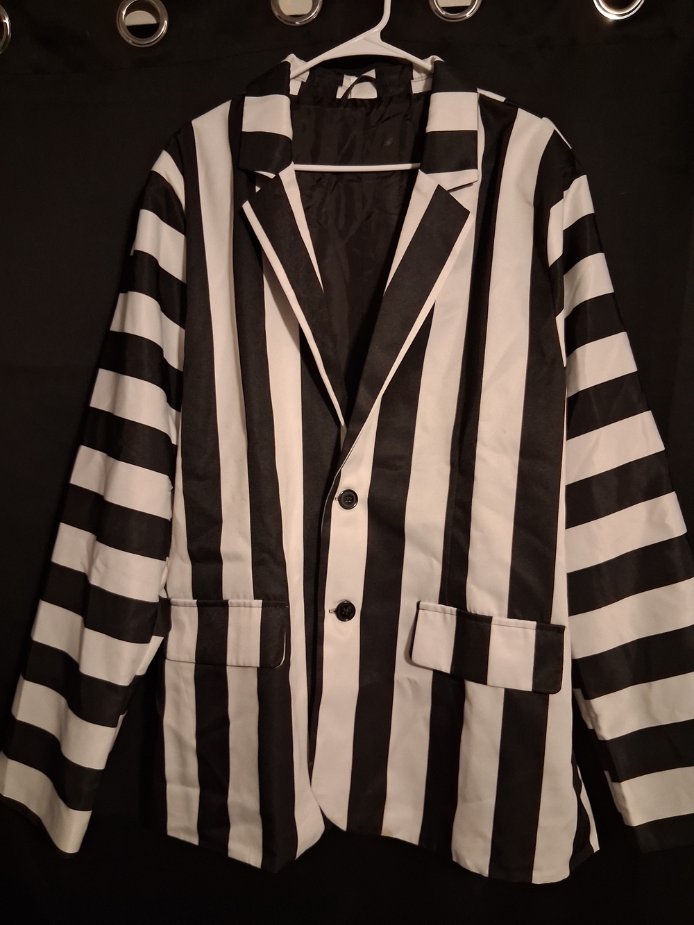 Black & White Vertical Stripe Men's Beetlejuice Blazer Perfect For Halloween